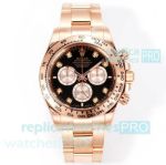 Super clone ARF Rolex Cosmo Daytona Black Diamond Dial 4131 Rose Gold Watch 